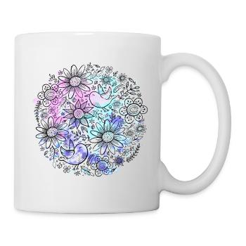 Fleurs et oiseaux (Hygge) 01 - Mug blanc - blanc - Droite