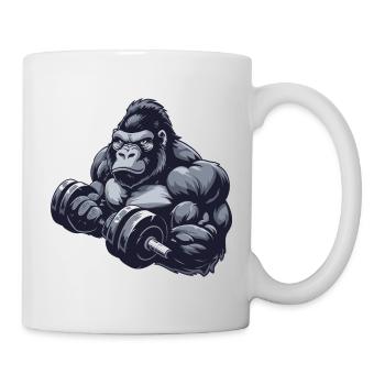 Hanteln Fitnessstudio gym gorilla - Tasse - Weiß - Rechts