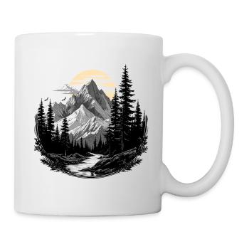 Naturlandschaft Gebirge Wald Sonne - Tasse - Weiß - Rechts