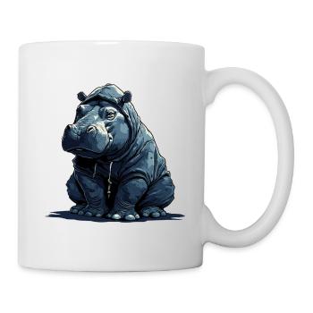 hippopotamus hippo with clothes - Mug - white - Right