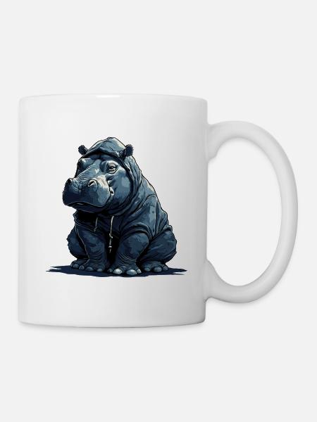 Flusspferd nilpferd mit Kleidung - Tasse - Weiß