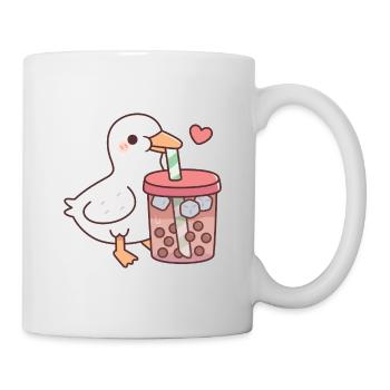 Cute Ducky adore boire du thé Boba glacé - Mug blanc - blanc - Droite