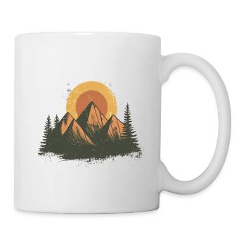 Vintage Berglandschaft mit Sonne & Wald - Tasse - Weiß - Rechts