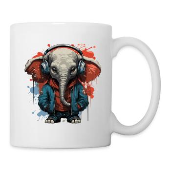Elefant musikalisch Kopfhörer - Tasse - Weiß - Rechts