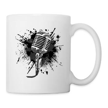 Mikrofon Mic retro style schwarzweiss - Tasse - Weiß - Rechts
