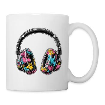 Casque motif graffiti musical - Mug blanc - blanc - Droite