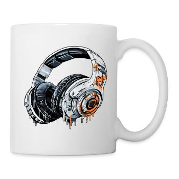 Headphones beats musicians in the studio - Mug - white - Right