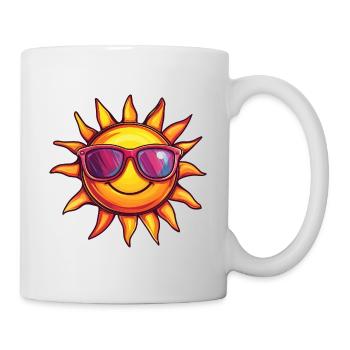 soleil souriant, visage heureux cartoon, lunette - Mug blanc - blanc - Droite
