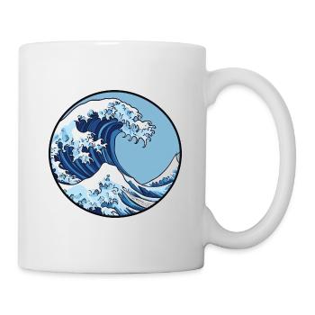 Welle, Wasser, Ozean, Japanische Welle, Logo - Tasse - Weiß - Rechts