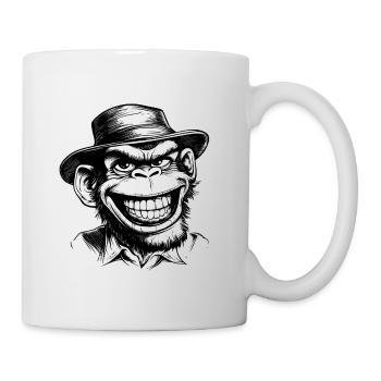 Un singe joyeux avec un chapeau – drôle - Mug blanc - blanc - Droite