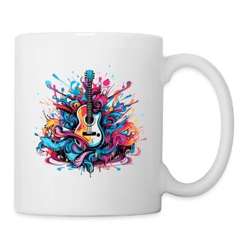 Gitarre akustisch im Farbenhimmel - Tasse - Weiß - Rechts
