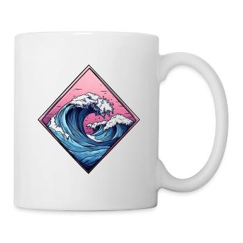 wave logo, diamond shape, ocean design - Mug - white - Right