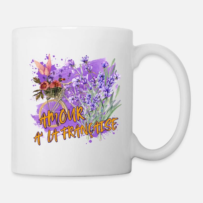 Amour à la française - romance in lavender look - Mug - white