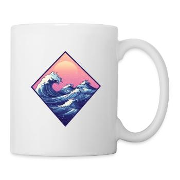 Wave, Hokusai Landscape, Retro Style, Japanese Sea - Mug - white - Right