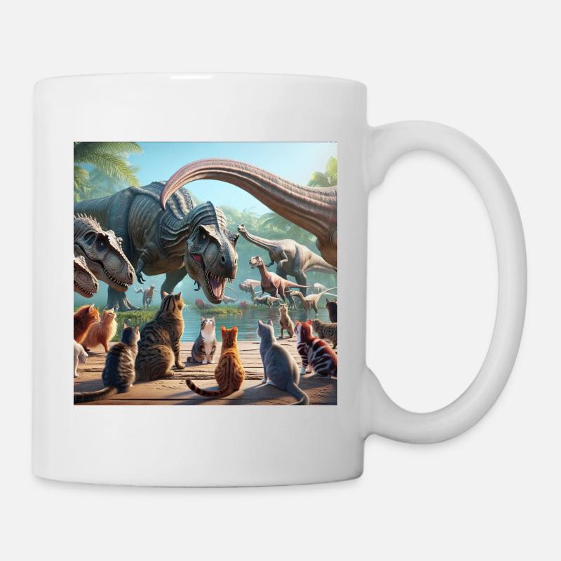 Chats & Dinosaures - Mug blanc - blanc