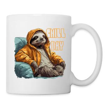 Faultier chill day - Tasse - Weiß - Rechts