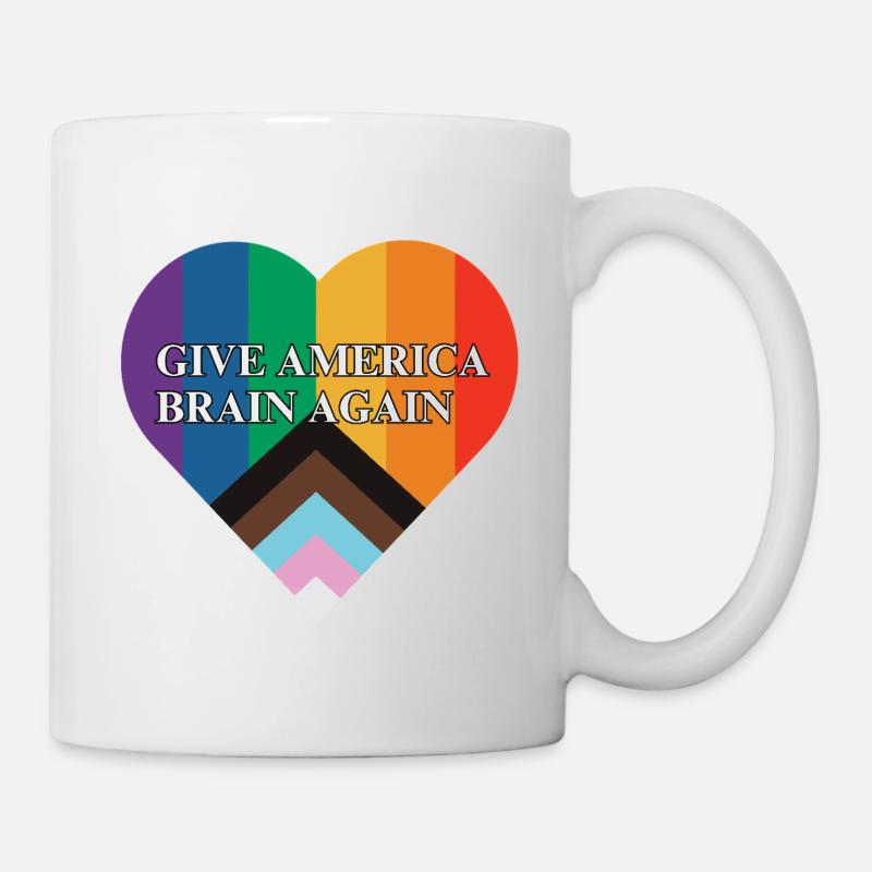 Give America Brian Again Pride Flag Heart - Tasse - Weiß