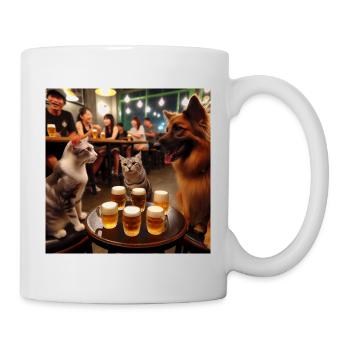 Chats & Chiens Boivent Bière - Mug blanc - blanc - Droite
