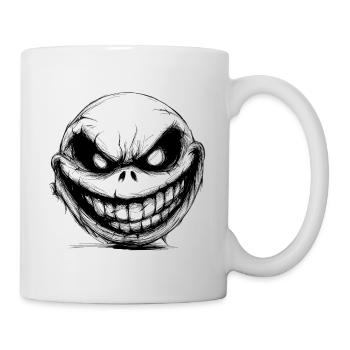 Monstre visage effrayant avec des dents - Mug blanc - blanc - Droite