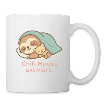 Chill-Modus aktiviert – Süßes Faultier Shirt - Tasse - Weiß - Rechts
