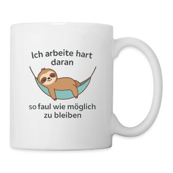Faules Faultier – Arbeit am Faulsein Shirt Design - Tasse - Weiß - Rechts