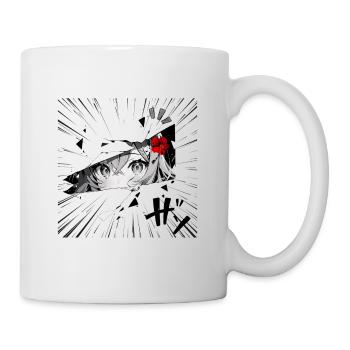 Fille d’anime avec fleur rouge - Mug blanc - blanc - Droite