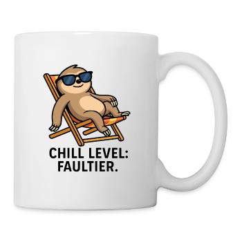 Chill Level: Faultier – Lustiges Sommer Shirt - Tasse - Weiß - Rechts