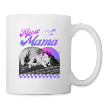 Chat endormi avec couronne de fleurs - Mug blanc - blanc - Droite