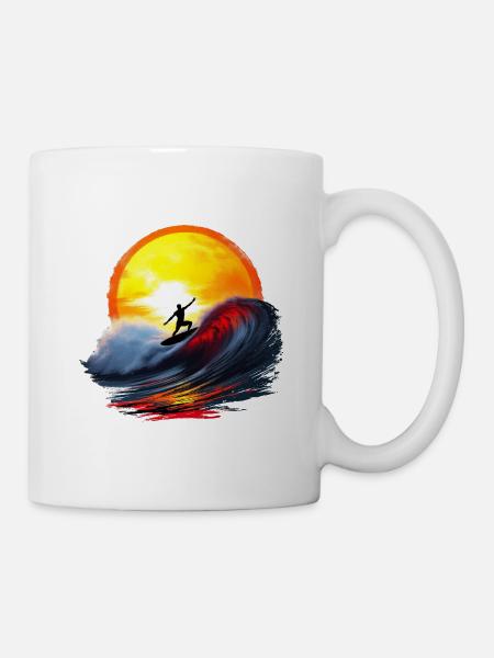 Surfer jusqu’au coucher du soleil - Mug blanc - blanc
