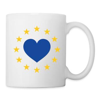 European Flag Stars, Blue Heart in the Middle - Mug - white - Right