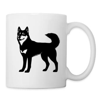 Husky silhouette dog pet sled dog - Mug - white - Right