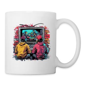 Retro Brothers Jeux d’argent - Mug blanc - blanc - Droite