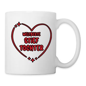 Weltbeste Stieftochter Stiefkind Herz Bonuskind - Tasse - Weiß - Rechts