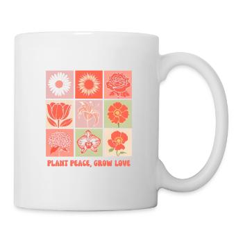 Plant Peace, Grow Love – Flower Power Gardening70s - Tasse - Weiß - Rechts