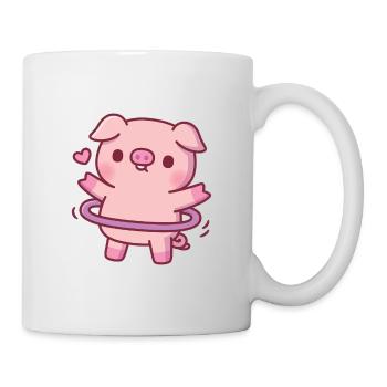 Cochon mignon avec cerceau - Mug blanc - blanc - Droite