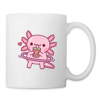 Mignon axolotl buvant du thé Boba tout en faisant du cerceau - Mug blanc - blanc - Droite