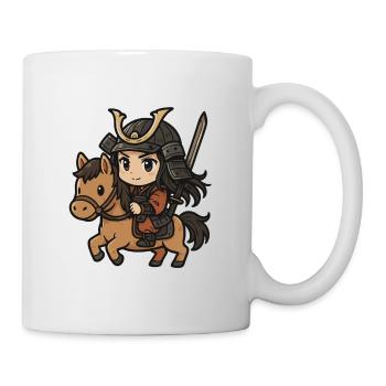 Niedliches Manga Chibi Samurai Reitpferd - Tasse - Weiß - Rechts