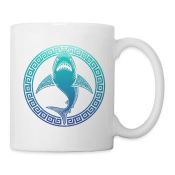 Shark with greek pattern shark teeth - Mug - white - Right