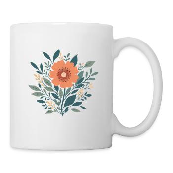 Orange Graphic Flower T-Shirt – Minimalist - Mug - white - Right