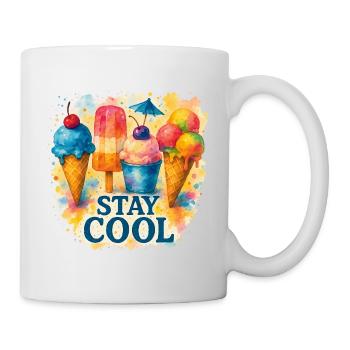 Stay Cool Shirt | Eis Design für Sommer - Tasse - Weiß - Rechts