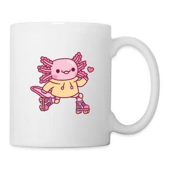 Mignon Axolotl adore le patin à roulettes - Mug blanc - blanc - Droite