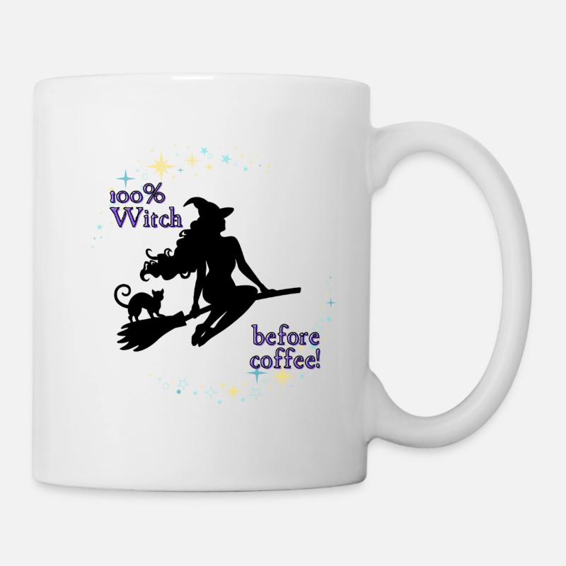 100% Hexe vor dem Kaffee - Tasse - Weiß