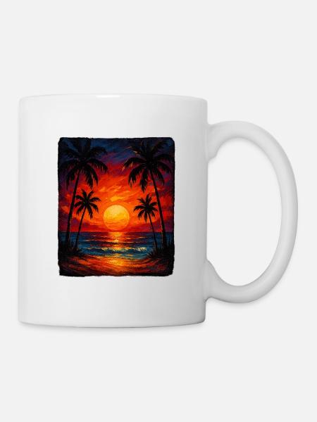 Golden Tropics – Wärme auf Leinwand - Tasse - Weiß