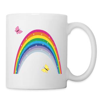 Arc-en-ciel avec des papillons - Mug blanc - blanc - Droite