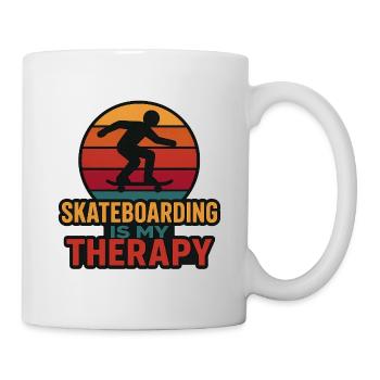 Skateboarding is my therapy – Retro skate design - Mug - white - Right