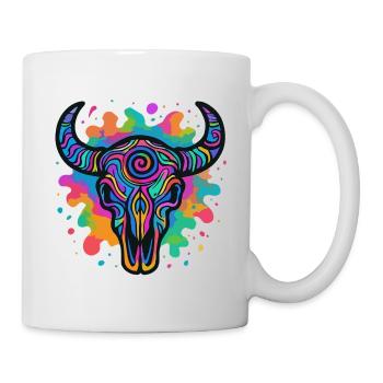 Colorful bull skull - Mug - white - Right