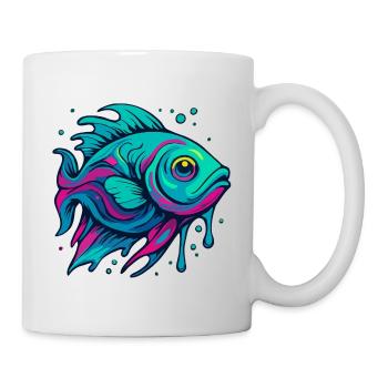 Neon Fisch - Tasse - Weiß - Rechts