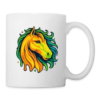 Neon Pferdekopf - Tasse - Weiß - Rechts