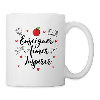 Lehren, lieben, inspirieren – Geschenk für Lehrer - Tasse - Weiß - Rechts