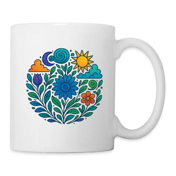 Mandala floral – Soleil, Lune et Nature - Mug blanc - blanc - Droite